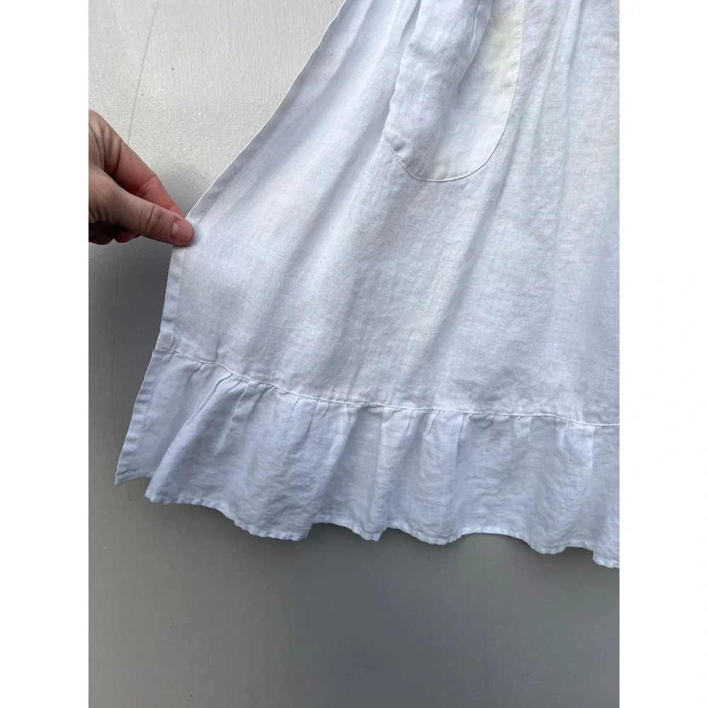 Kids Vintage White Apron Embroidered Cotton Ruffle Pinafore Dress Up Little Girl